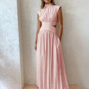 COMMENSE Mock Neck Cut Out Long Dress